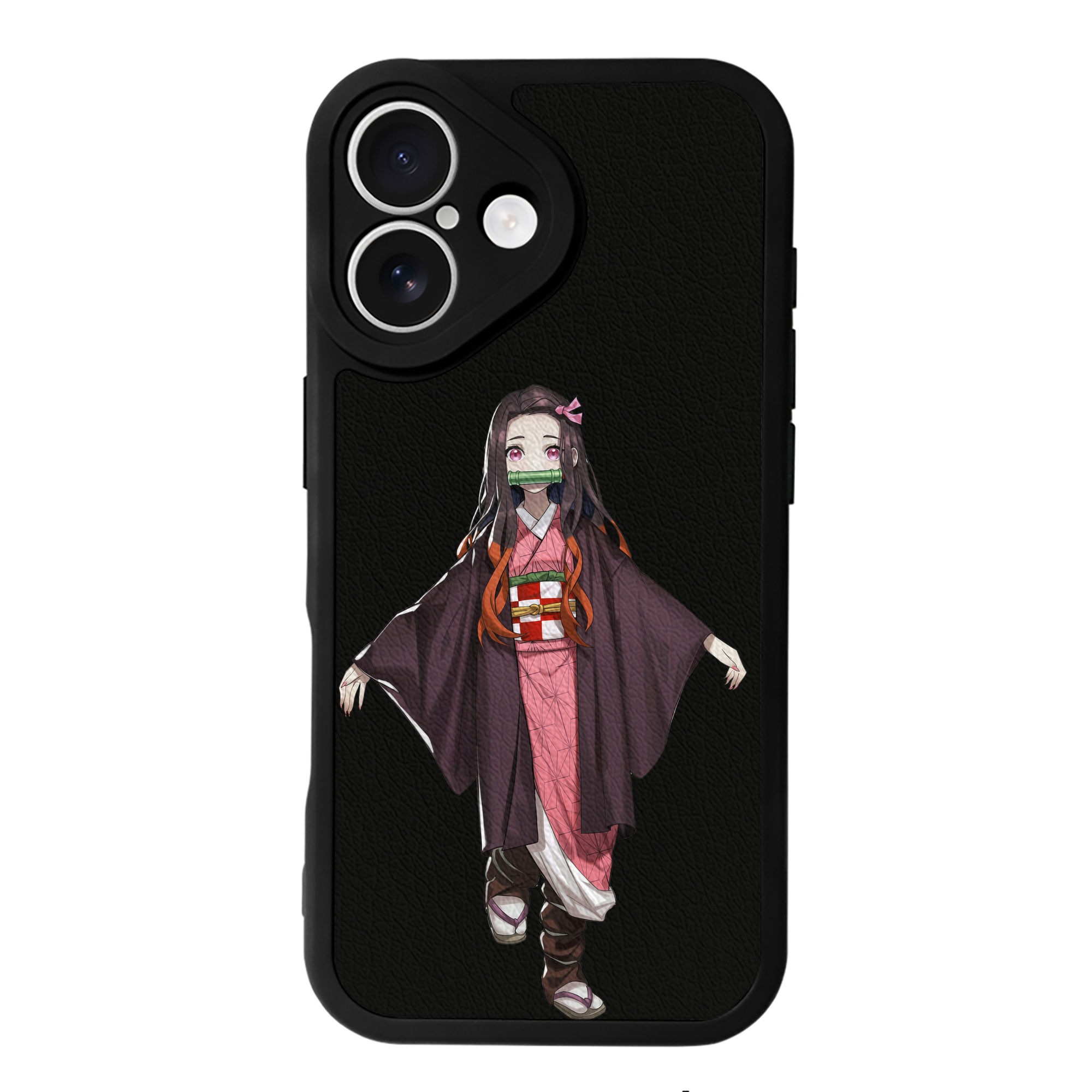 （画像用） 鬼滅の刃（きめつのやいば）竈門 禰󠄀豆子／かまど ねずこ Kamado Nezuko 【iPhone 16シリーズ対応】シリコンスマホケース（レザー調） 材質：シリコン
